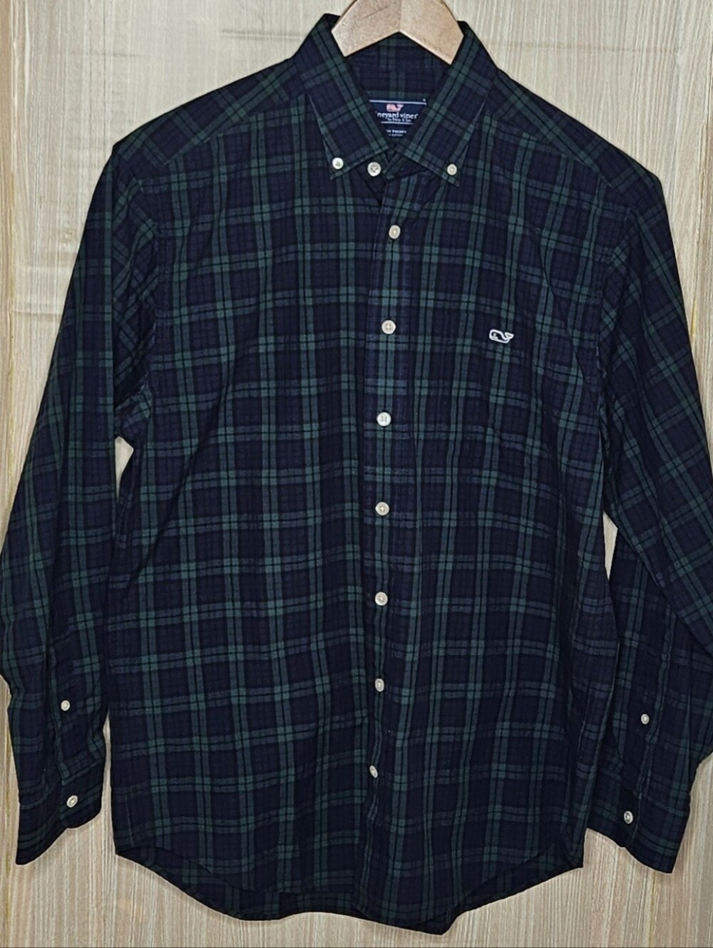 Vineyard Vines men’s blue green plaid Classic Fit Tucker Shirt Button Down med